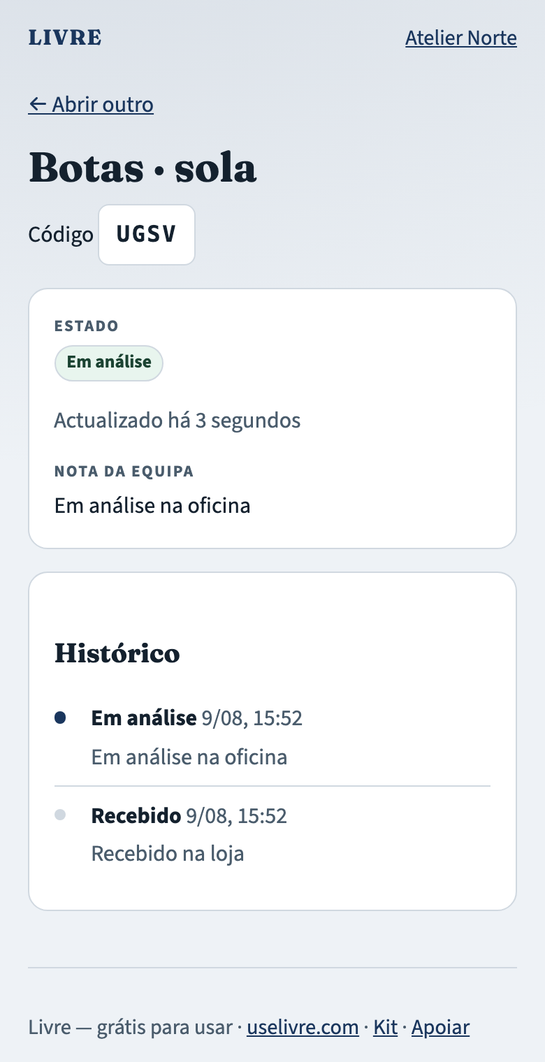 Assunto em análise com histórico no telemóvel